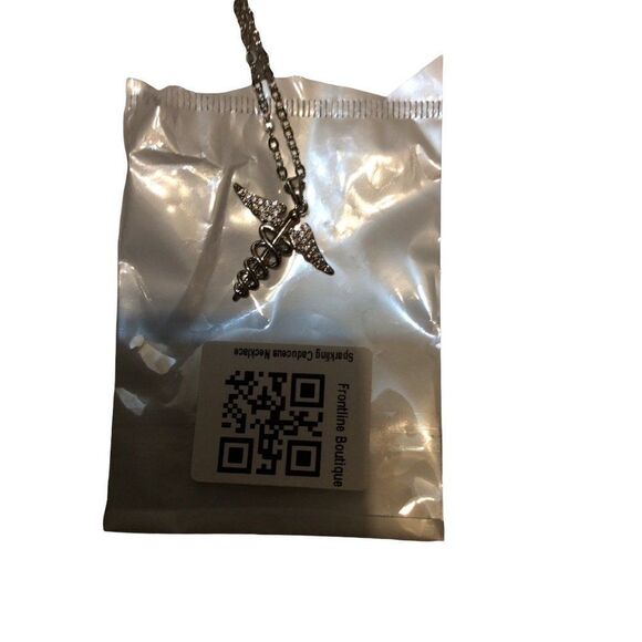 Sparkling Caduceus Necklace - Picture 3 of 3